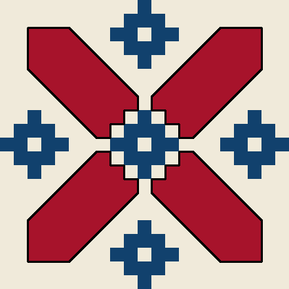 Diagonal Cross with Flowers motif